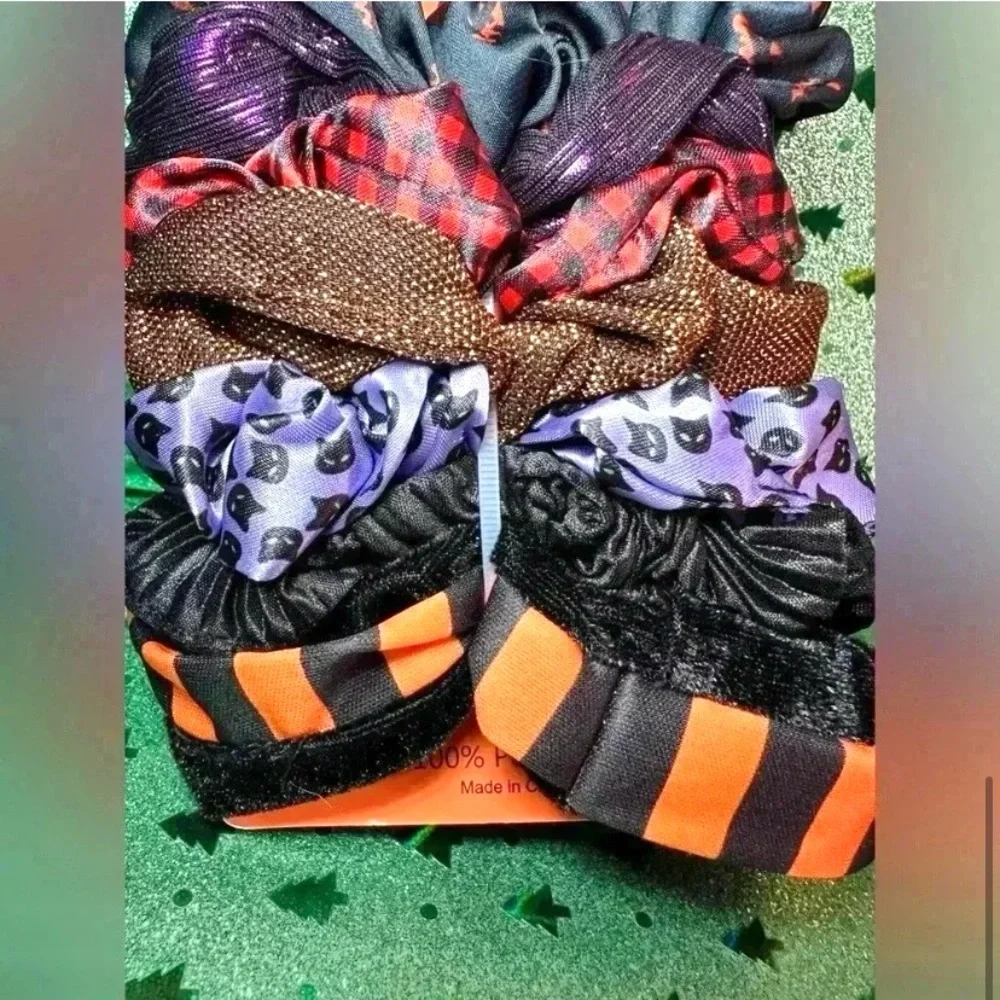 Piper K 7pc Hair Scrunchies Set Halloween fall themed black orange purple more